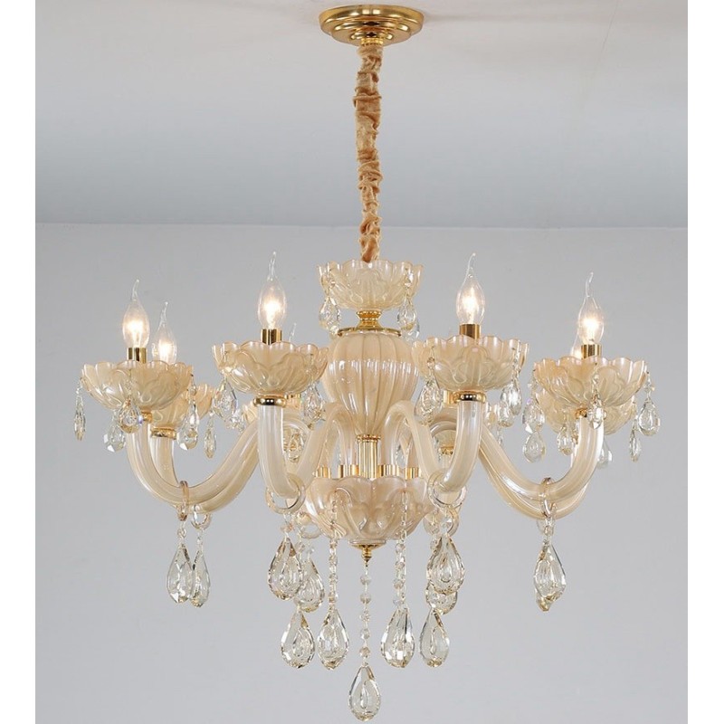 8 Ľahký luxusný krištáľový luster so sviečkou na šampanské