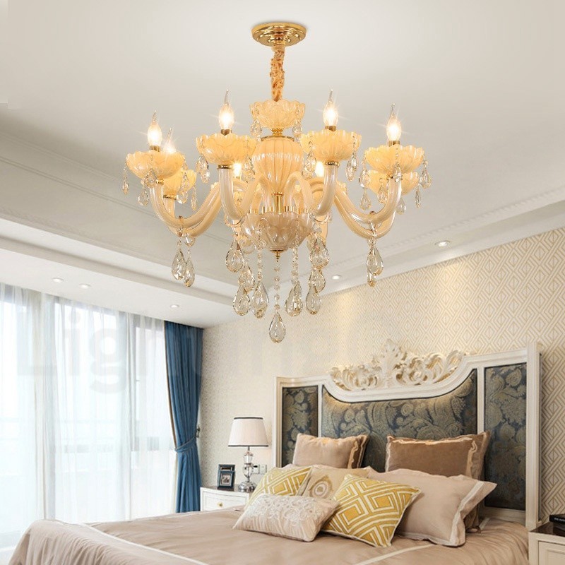 8 Ľahký luxusný krištáľový luster so sviečkou na šampanské