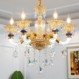 6 Ľahký moderný moderný luster so sviečkou na šampanské s krištáľom