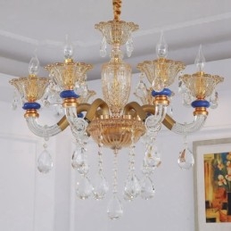 6 Ľahký moderný moderný luster so sviečkou na šampanské s krištáľom