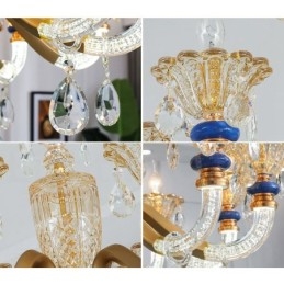 6 Ľahký moderný moderný luster so sviečkou na šampanské s krištáľom