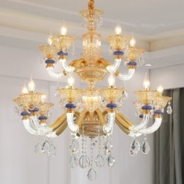 15 (10+5) Ľahký moderný moderný luster so sviečkou na šampanské s krištáľom
