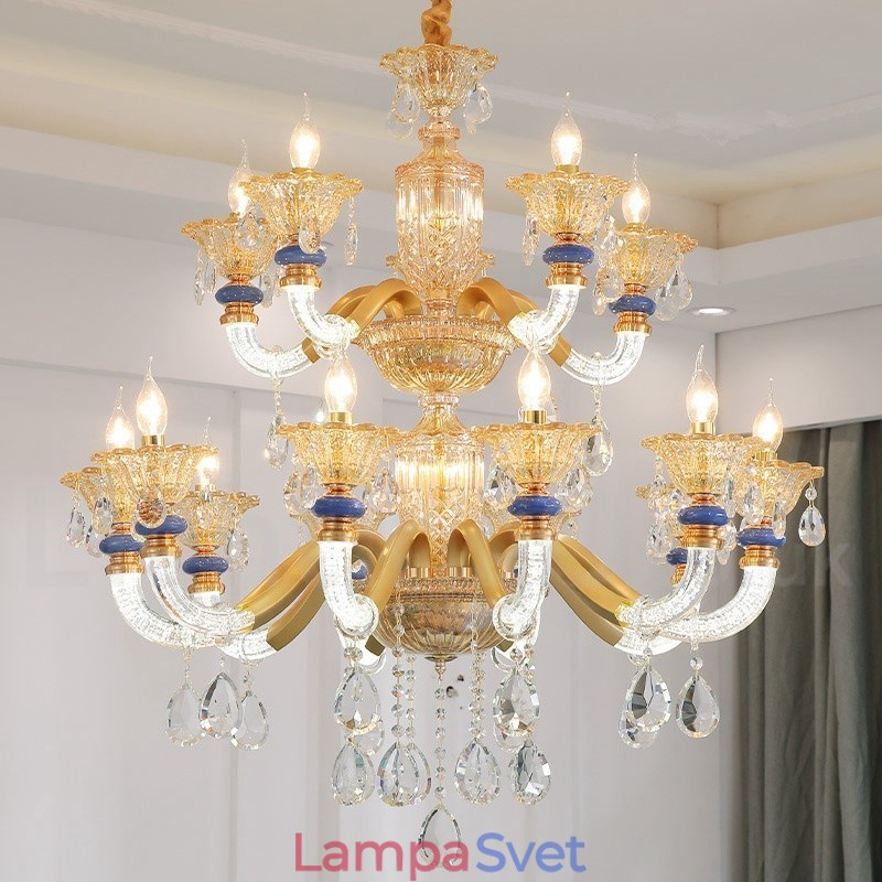 15 (10+5) Ľahký moderný moderný luster so sviečkou na šampanské s krištáľom