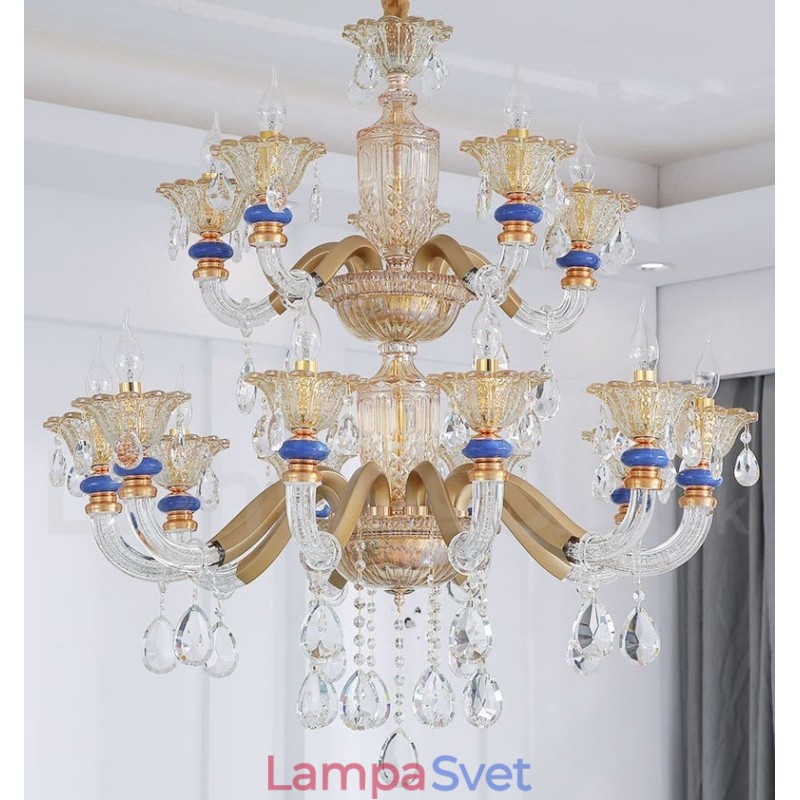 15 (10+5) Ľahký moderný moderný luster so sviečkou na šampanské s krištáľom