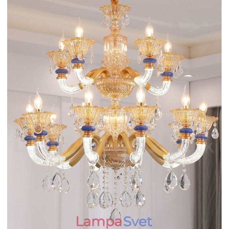 15 (10+5) Ľahký moderný moderný luster so sviečkou na šampanské s krištáľom