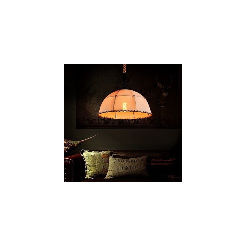 Retro ručne vyrábaná krajská lusterová lampa z konopného lana v industriálnom vidieckom štýle