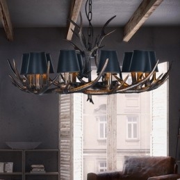 Retro Antler starožitný luster s tienidlami