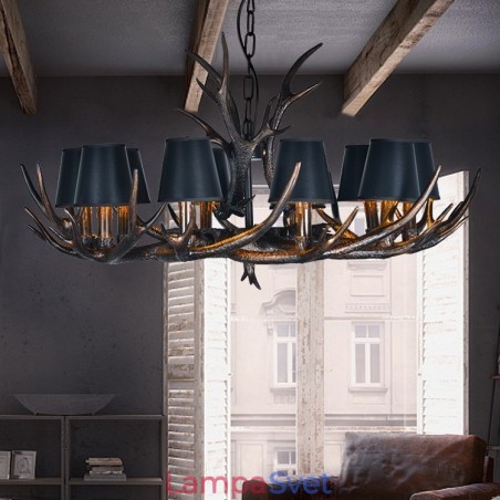 Retro Antler starožitný luster s tienidlami Retro Antler starožitný luster s tienidlami