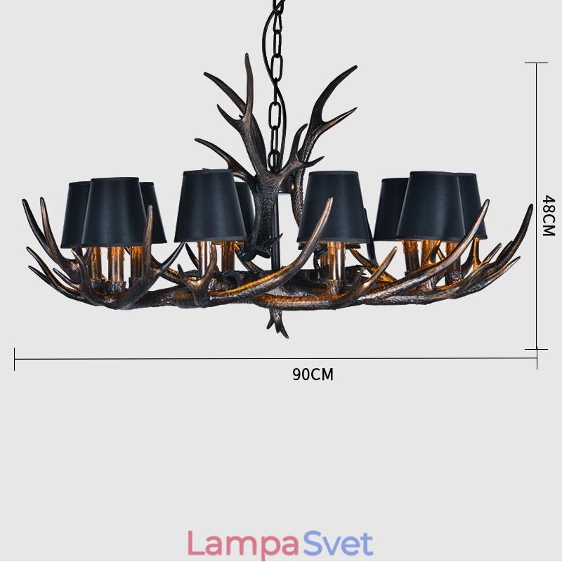 Retro Antler starožitný luster s tienidlami