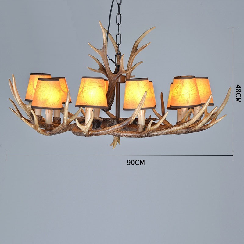 Retro starožitný luster Antler s tienidlami