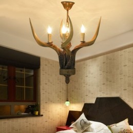 4 Ľahký rustikálny umelecký retro starožitný luster na paroh
