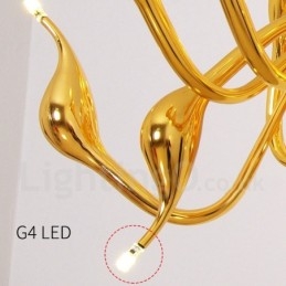 9 Ľahký moderný moderný galvanicky pokovovaný kovový luster