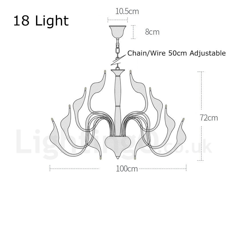 18 svietidiel Stainless Post Modern Swan Luster Light G4 Chrome Finished
