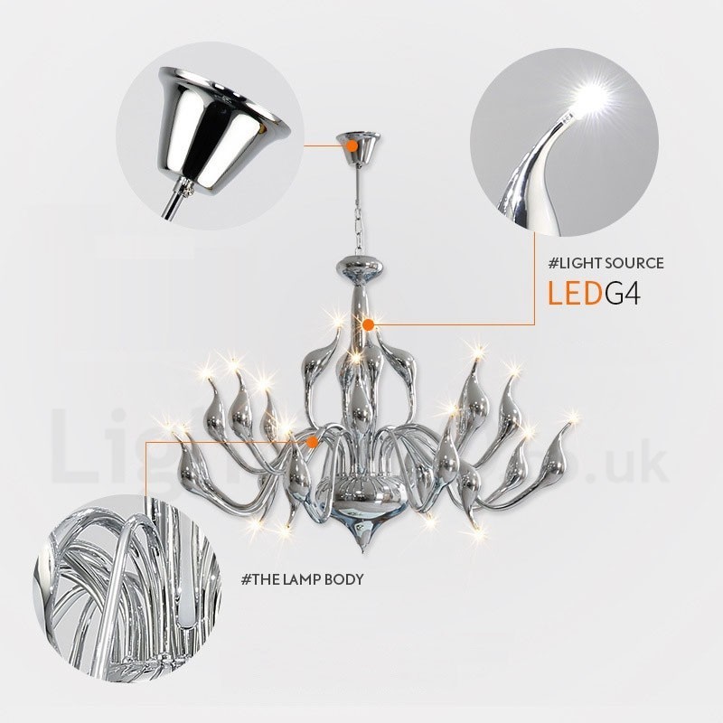 18 svietidiel Stainless Post Modern Swan Luster Light G4 Chrome Finished