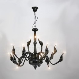 18 svetiel Stainless Post Modern Swan Luster Light G4 Black Dokončené