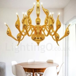 18 svetiel Stainless Post Modern Swan Luster Light G4 Gold Finishing