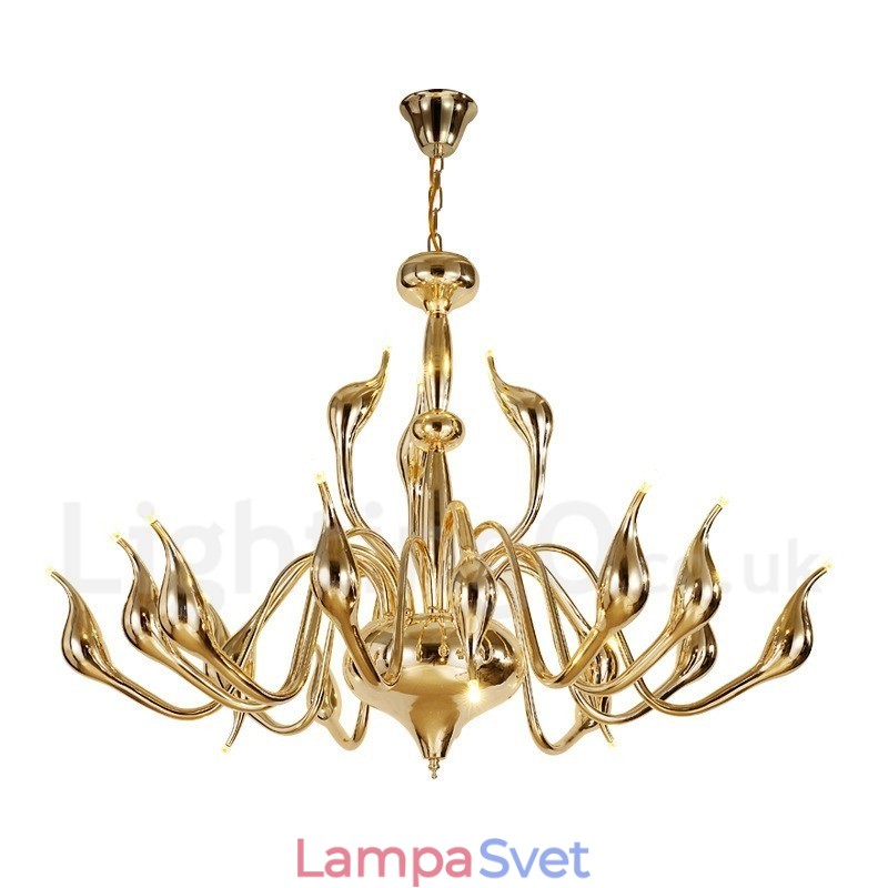 18 svetiel Stainless Post Modern Swan Luster Light G4 Gold Finishing