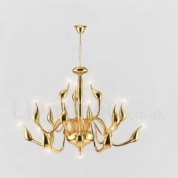 18 svetiel Stainless Post Modern Swan Luster Light G4 Gold Finishing