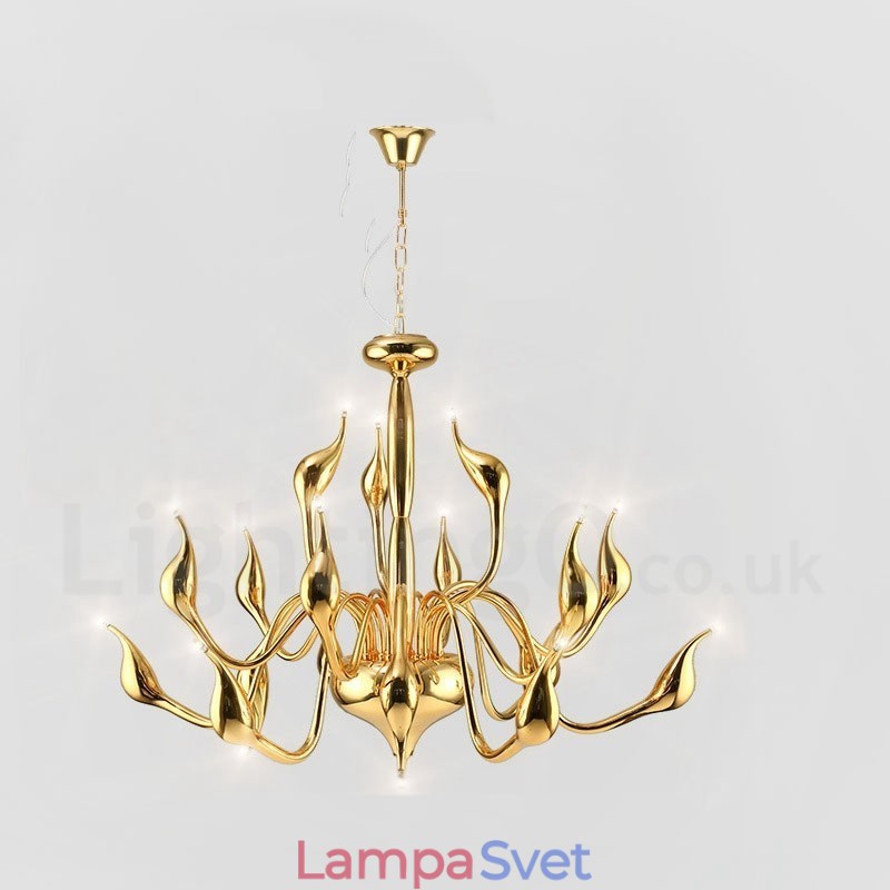 18 svetiel Stainless Post Modern Swan Luster Light G4 Gold Finishing