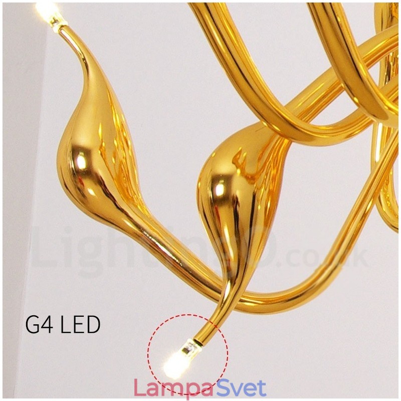 18 svetiel Stainless Post Modern Swan Luster Light G4 Gold Finishing