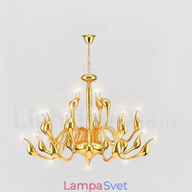 24 svetiel Moderný luster Swan Light G4 pozlátený