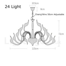 24 svetiel Moderný luster Swan Light G4 pozlátený