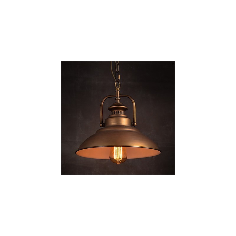 Retro závesné svietidlo s kovovým tienidlom na dáždnik v štýle starej továrne