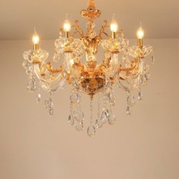 6 Light 8 Light Luxusný zlatý krištáľový sviečkový luster
