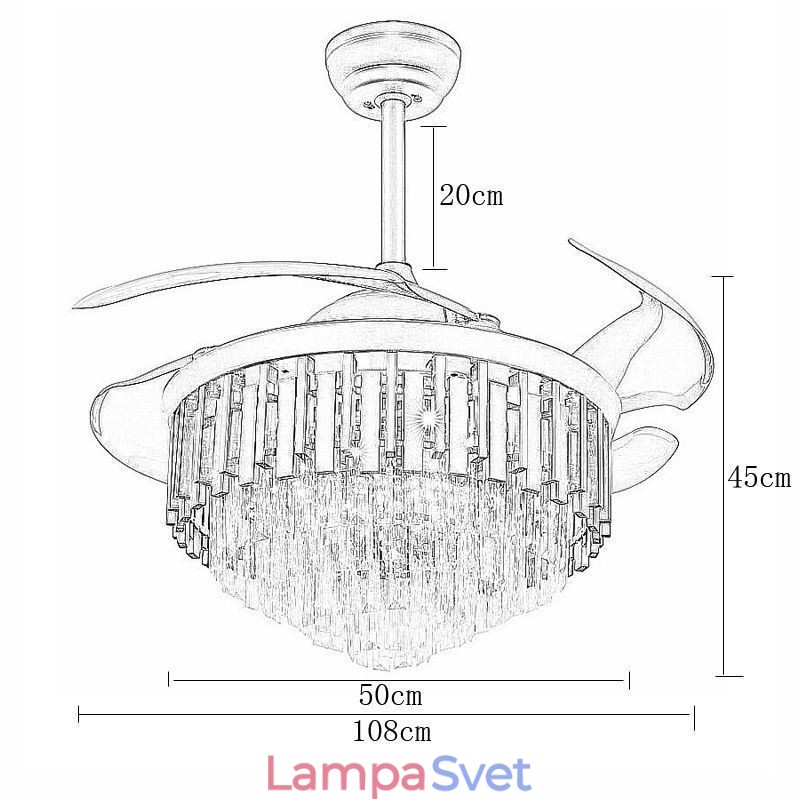 Zaťahovací stropný ventilátor Light Crystal Stropný ventilátor