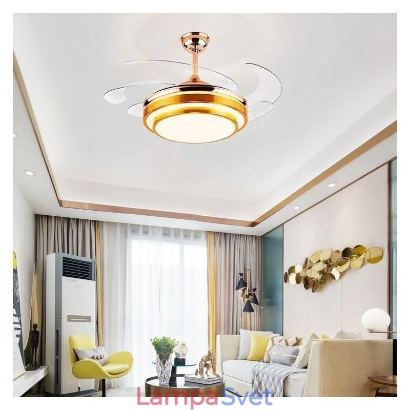 Moderné stropné svietidlo ventilátora ABS ventilátor s lopatkami akrylové osvetlenie