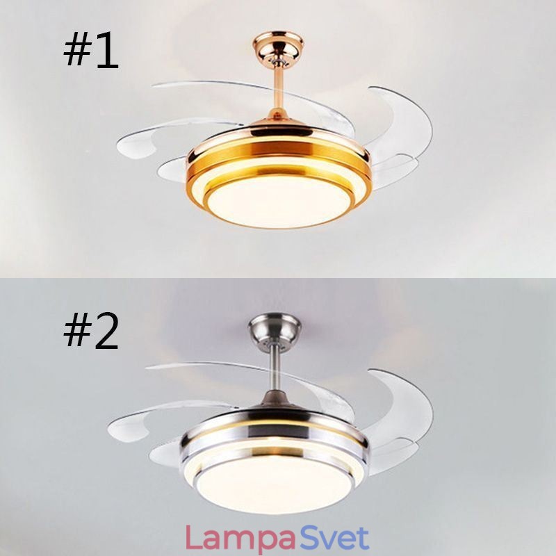 Moderné stropné svietidlo ventilátora ABS ventilátor s lopatkami akrylové osvetlenie