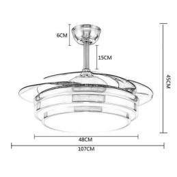 Moderné stropné svietidlo ventilátora ABS ventilátor s lopatkami akrylové osvetlenie