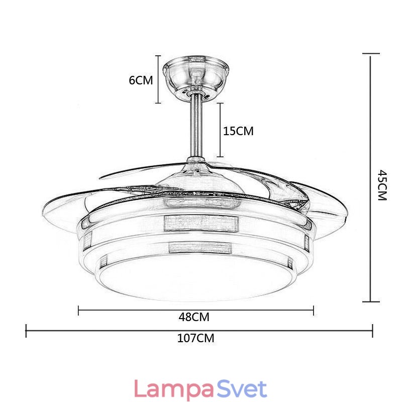 Moderné stropné svietidlo ventilátora ABS ventilátor s lopatkami akrylové osvetlenie