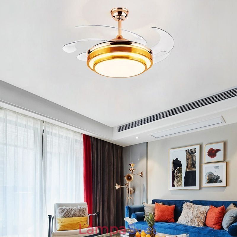 Moderné stropné svietidlo ventilátora ABS ventilátor s lopatkami akrylové osvetlenie