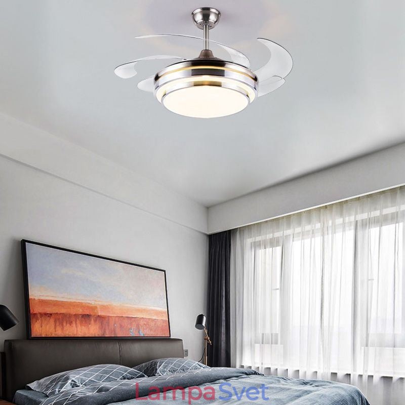 Moderné stropné svietidlo ventilátora ABS ventilátor s lopatkami akrylové osvetlenie