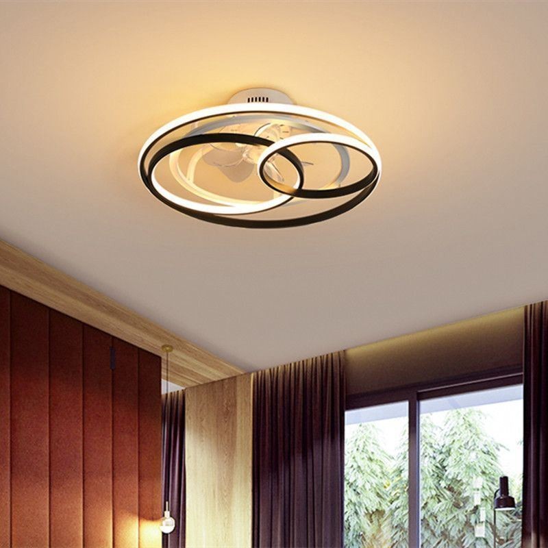 Moderné stropné svietidlá Kruhové krúžky Dizajnový stropný ventilátor