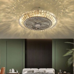 Krištáľový stropný ventilátor Light Gold okrúhle stropné svietidlo