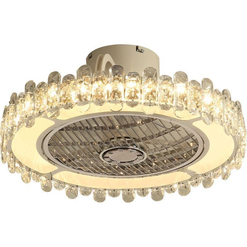 Krištáľový stropný ventilátor Light Gold okrúhle stropné svietidlo