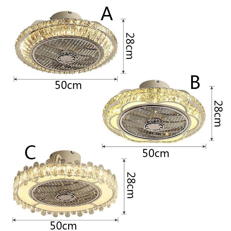Krištáľový stropný ventilátor Light Gold okrúhle stropné svietidlo