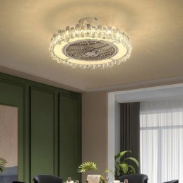 Krištáľový stropný ventilátor Light Gold okrúhle stropné svietidlo