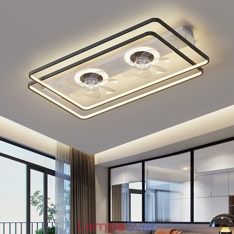 Moderný zapustený stropný ventilátor s diaľkovým ovládaním svetiel