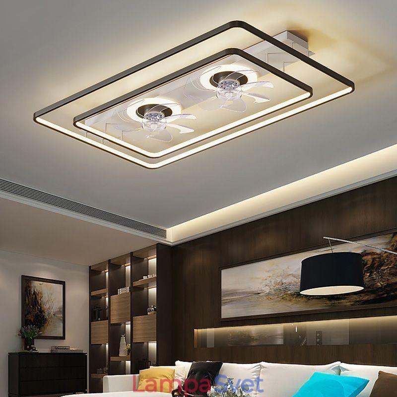 Moderný zapustený stropný ventilátor s diaľkovým ovládaním svetiel