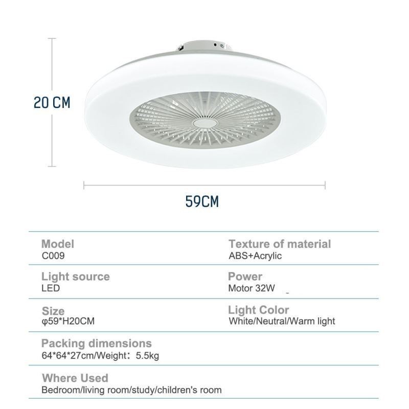Trichromatické stmievanie stropného osvetlenia ventilátora 3-rýchlostné diaľkové ovládanie