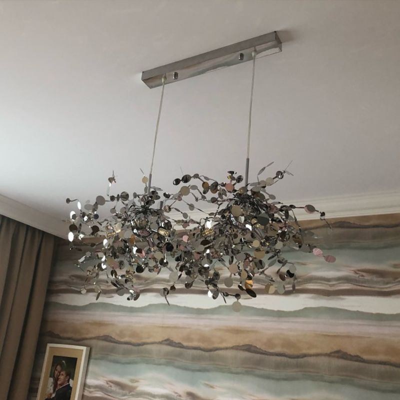 Moderný minimalistický luster z nehrdzavejúcej ocele