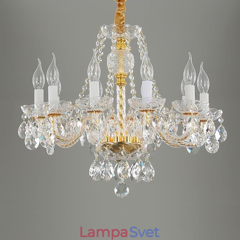 Transparentný krištáľový luster European Gold Body Luxusné dekoratívne stropné svietidlo