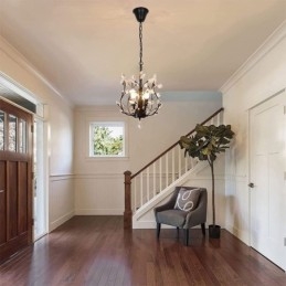 Čierny retro luster krištáľové stropné svietidlo