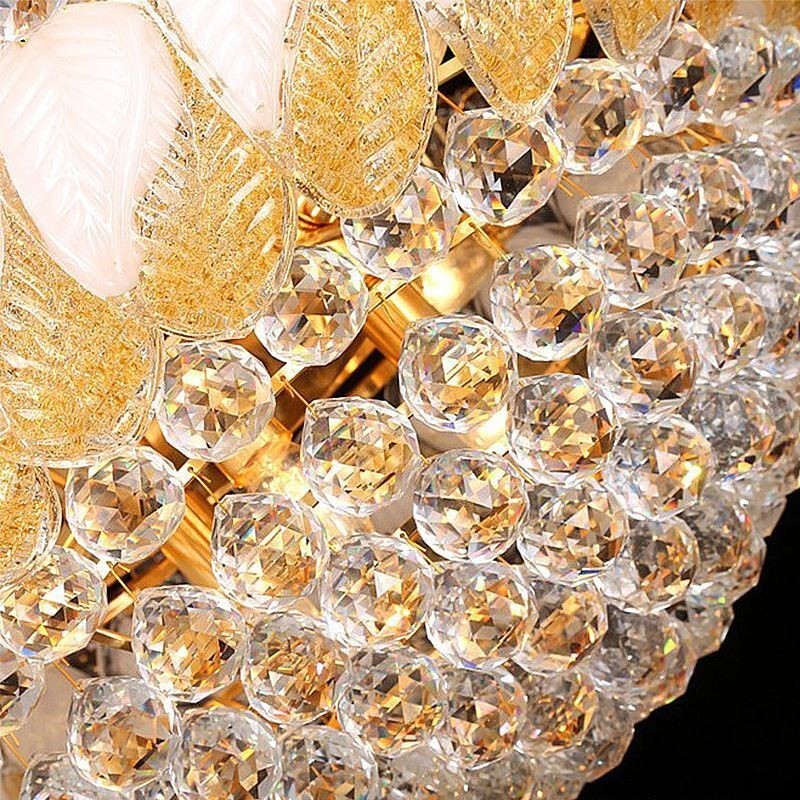 Veľký luxusný krištáľový luster Európske zlaté stropné svietidlo