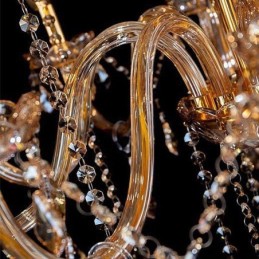 Európsky krištáľový luster Elegantný veľký závesný svetlý jantárový