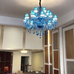 Veľký krištáľový luster Európsky prívesok svetlomodrej farby Esthetic
