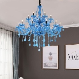 Veľký krištáľový luster Európsky prívesok svetlomodrej farby Esthetic